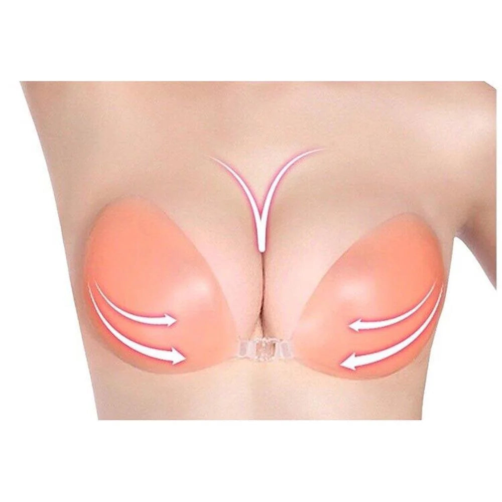 Invisible Strapless Backless Front Closure Bra for Women Seamless Push Up Sticky Bra Nude Everyday Wear herlikes.com