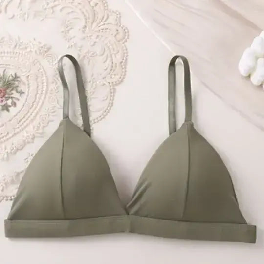HerLikes.com Women's Backless Front Button Bra Wireless French Triangle Cup Soft Cotton Bralette Spaghetti Strap Sexy Push Up Lingerie