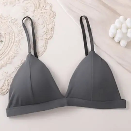 HerLikes.com Women's Backless Front Button Bra Wireless French Triangle Cup Soft Cotton Bralette Spaghetti Strap Sexy Push Up Lingerie