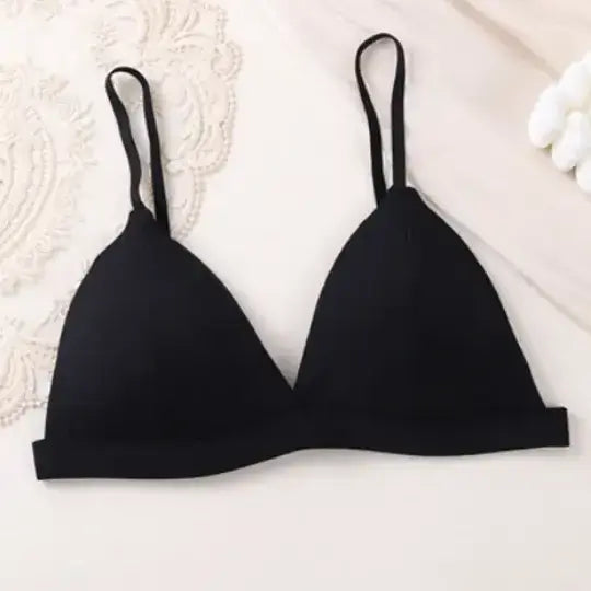 HerLikes.com Women's Backless Front Button Bra Wireless French Triangle Cup Soft Cotton Bralette Spaghetti Strap Sexy Push Up Lingerie