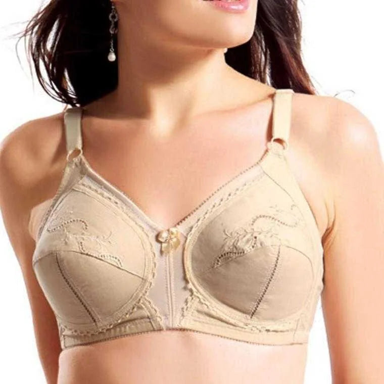 HerLikes.com Women's Soft Cotton Embroidered Non Padded Bra Stretchable Straps Easy Fit Skin Friendly Everyday Comfort Bra 32-42