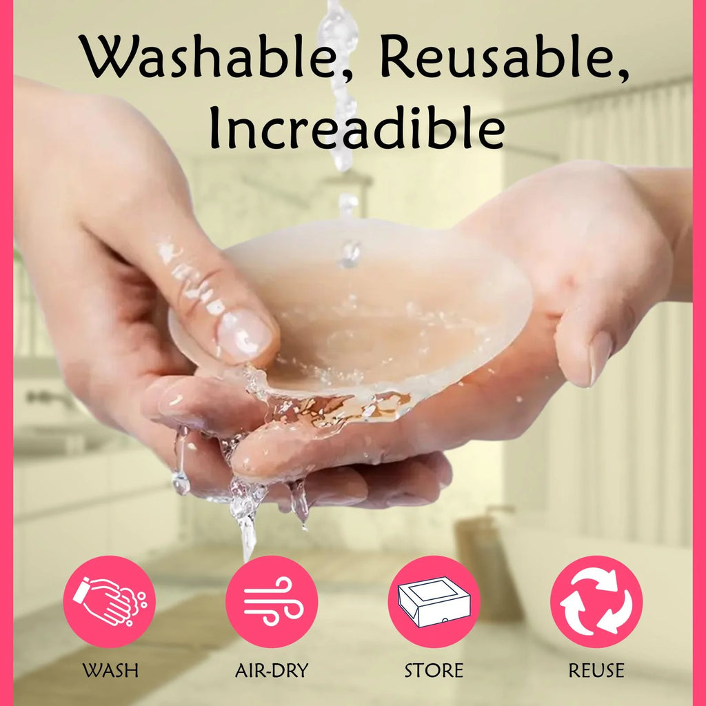 Women's Reusable Silicone Nipple Covers Invisible Nipple Stickers Self Adhesive Bra Pads for Backless Dresses herlikes.com