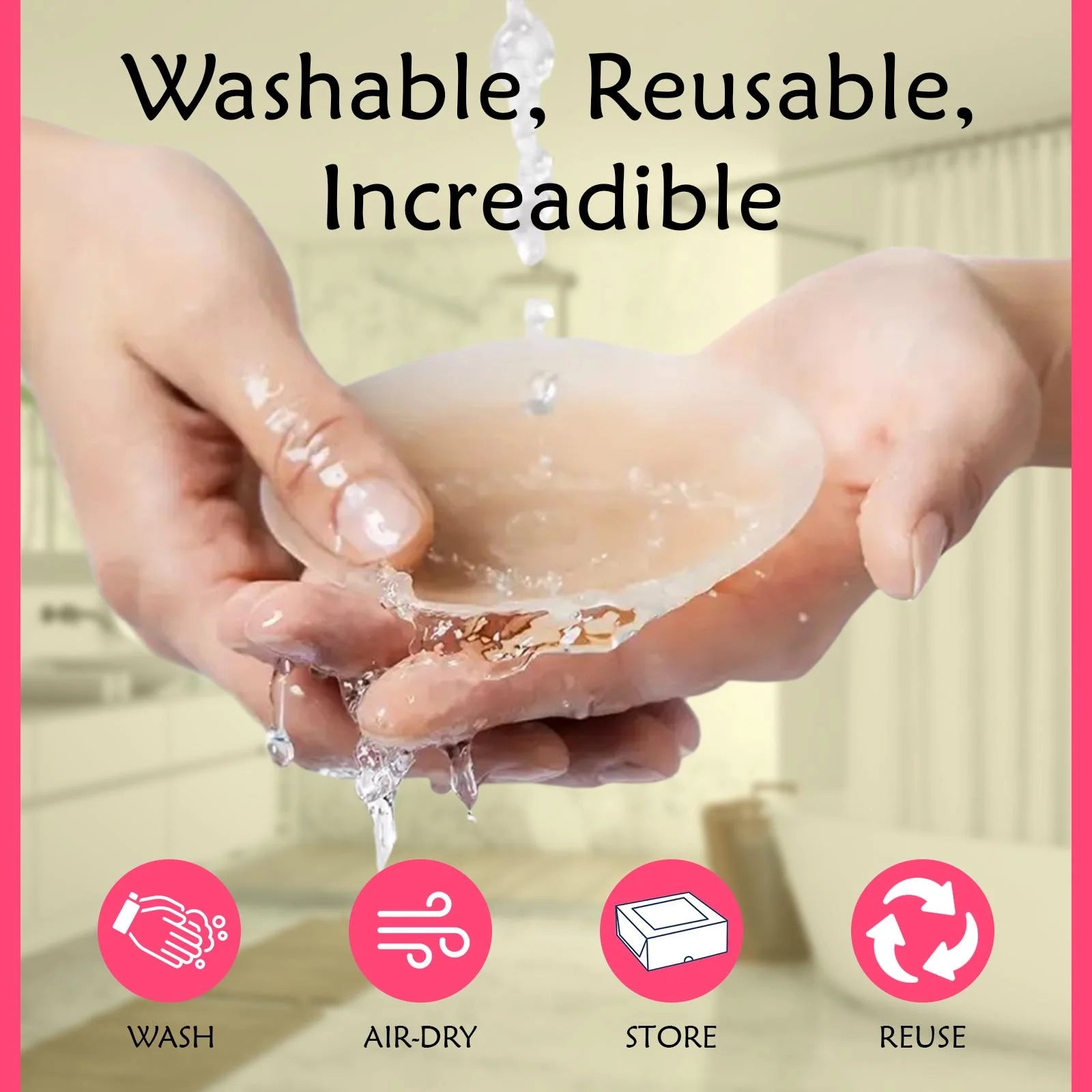Women's Reusable Silicone Nipple Covers Invisible Nipple Stickers Self Adhesive Bra Pads for Backless Dresses herlikes.com