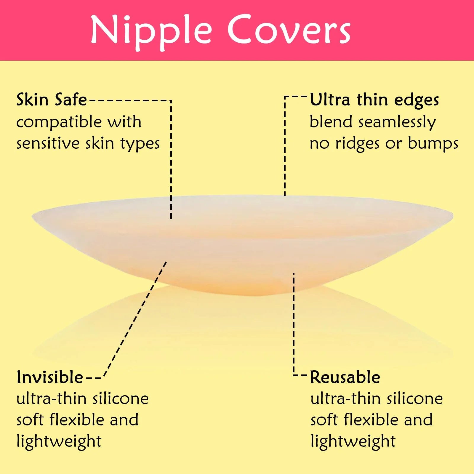Women's Reusable Silicone Nipple Covers Invisible Nipple Stickers Self Adhesive Bra Pads for Backless Dresses herlikes.com