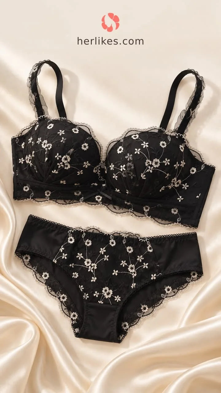Embroidered Bra & Panty Set