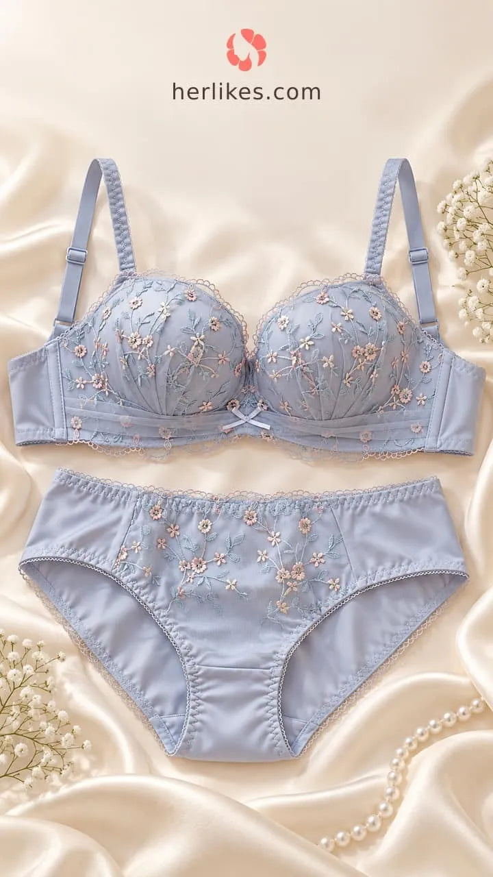 Embroidered Bra & Panty Set