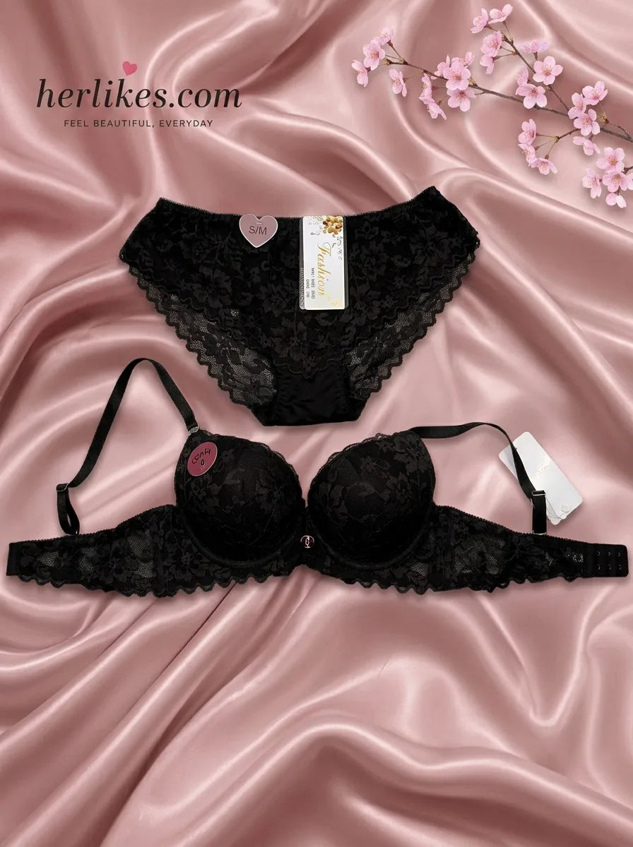 Lace Bra & Panty Set - Soft Padded Lingerie Set