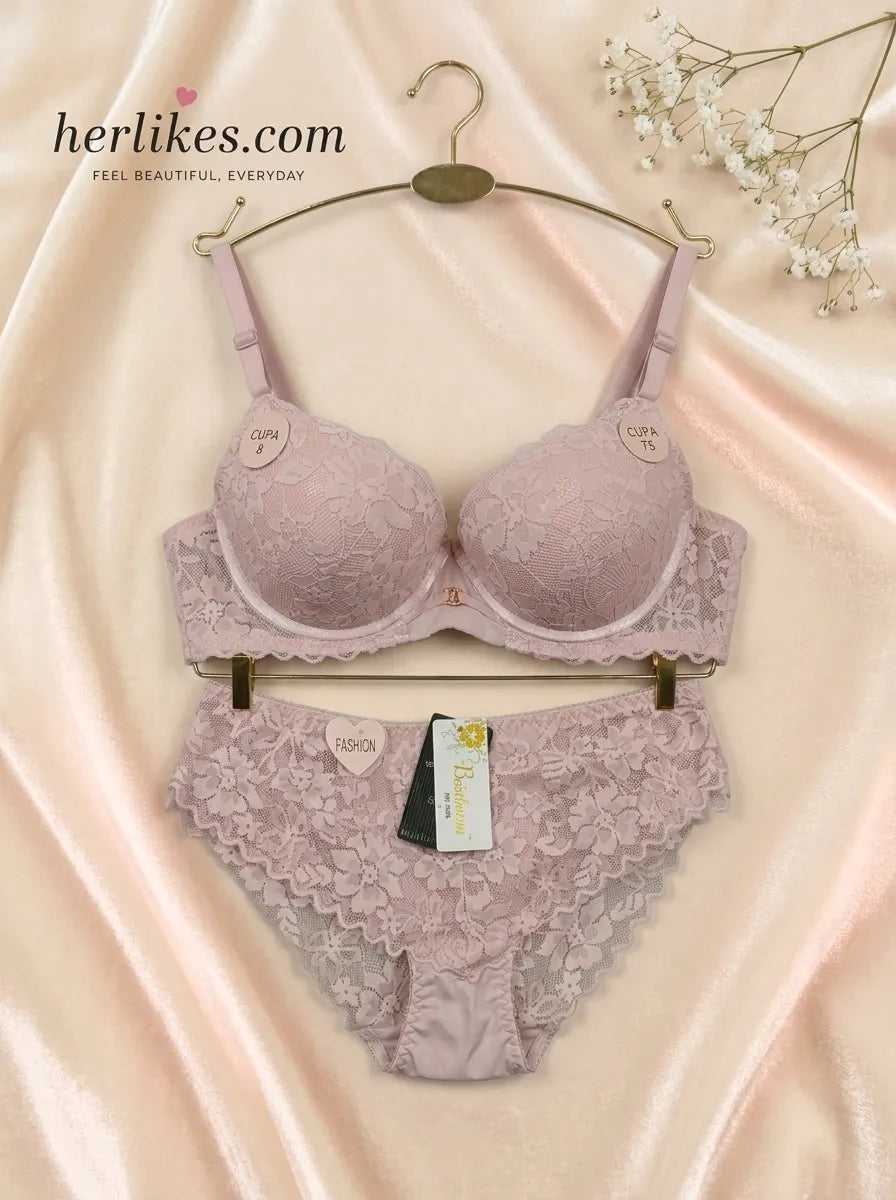 Lace Bra & Panty Set - Soft Padded Lingerie Set