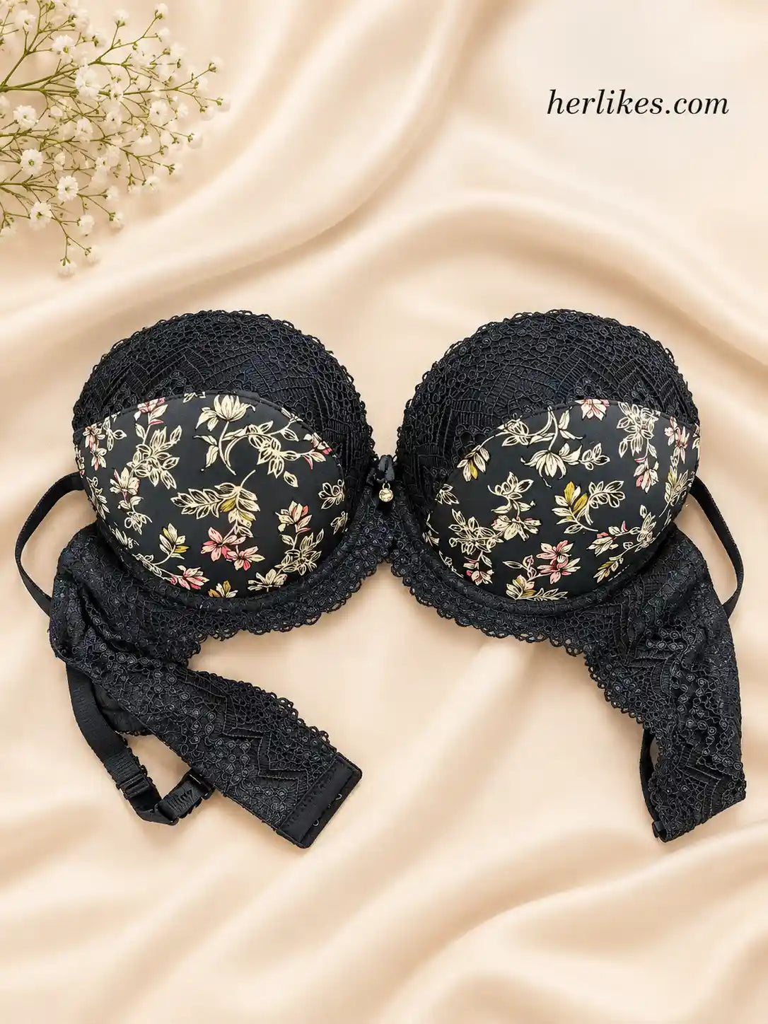 Floral Lace Push-Up Underwire Full Coverage Bra