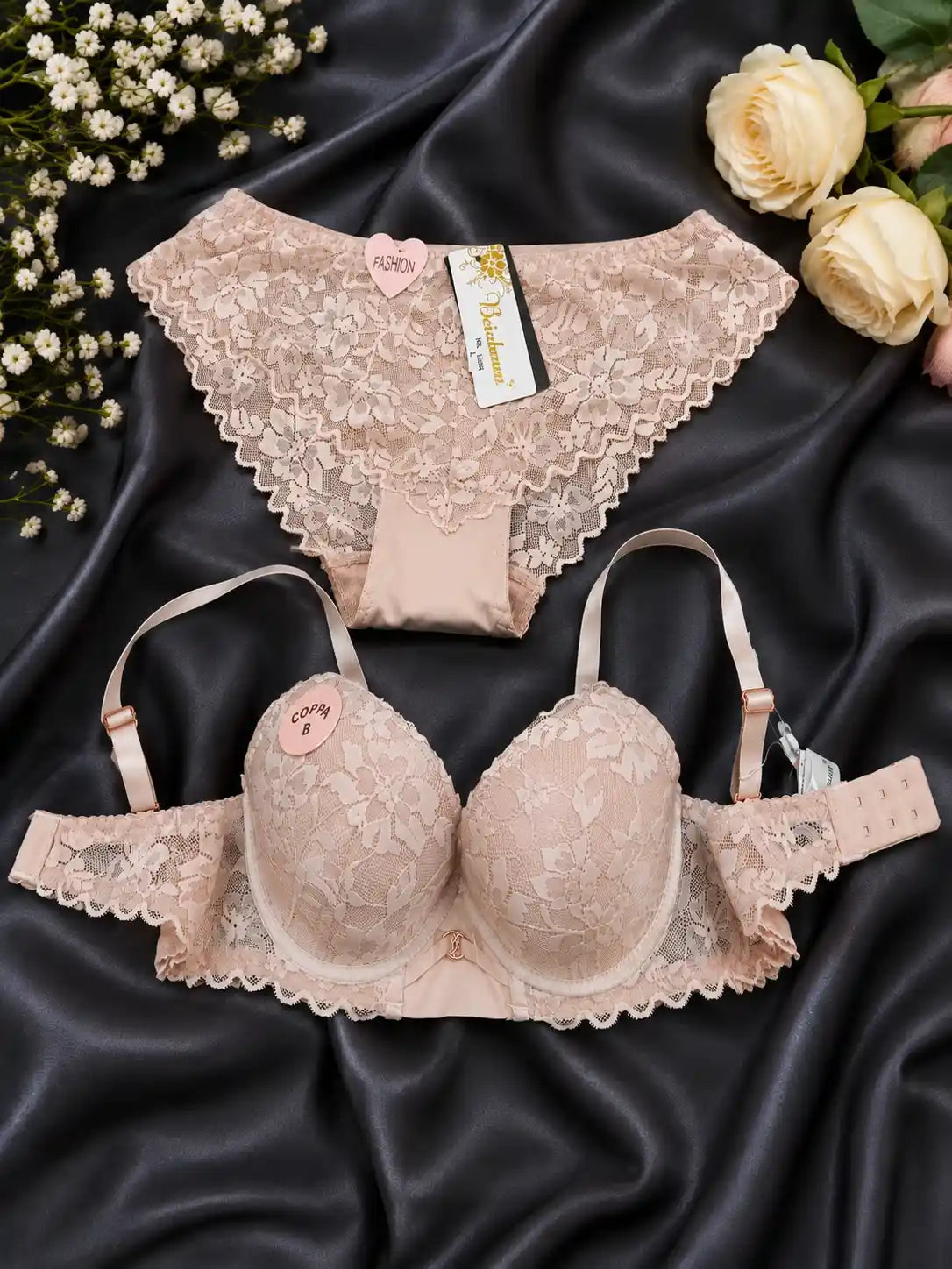 Lace Bra & Panty Set - Soft Padded Lingerie Set