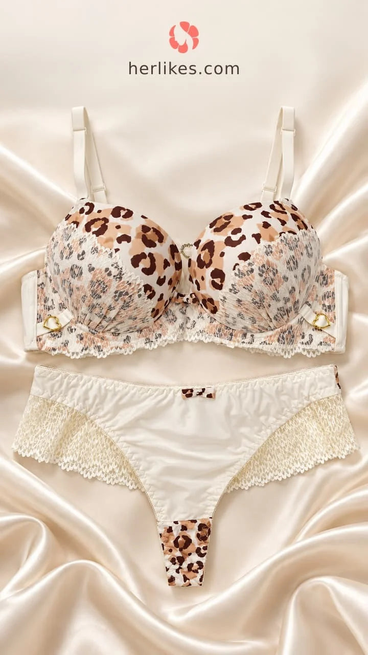 Leopard Lace Lingerie Set | Push-Up Bra & Matching Panty